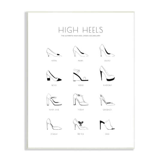 Stupell Industries Ultimate High-Heel Shoe Vocabulary Glam Fashion Chart Wall Plaque